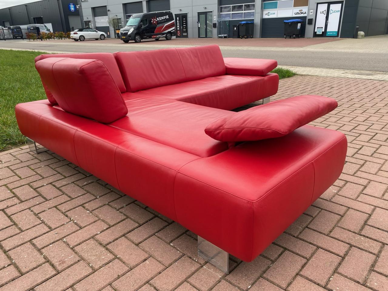 GRATIS LEVERING HEEL NL Montel Rode Echt Leer Hoekbank