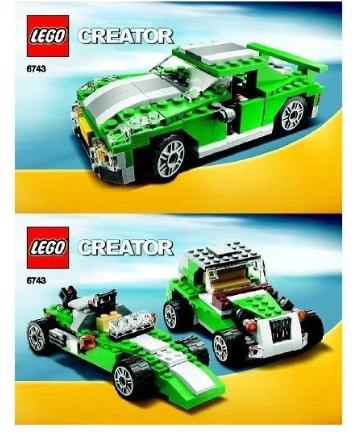 Lego Creator 6743: :straatracer, 3 in 1.       Scheur door de straten van
