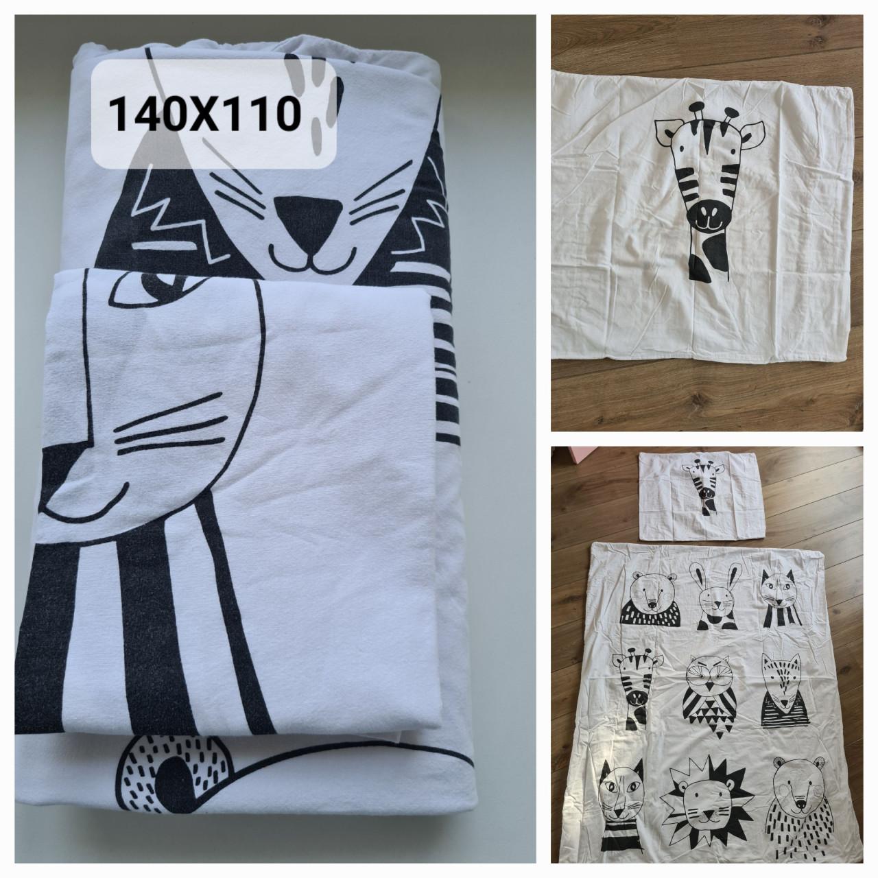 Zwart - wit dekbedovertrek kinderbed/ peuterbed 140X110 cm