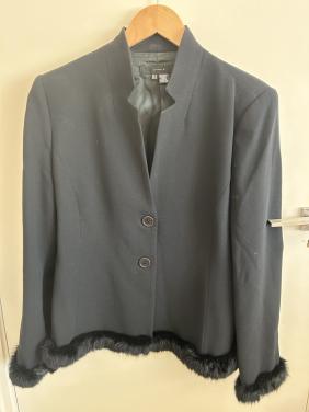 Zwarte Zara W blazer met nepbontrandje- Maat 44