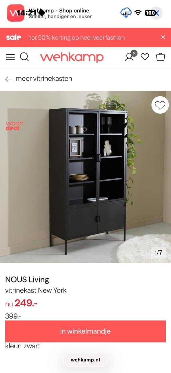 Vitrinekast staal zwart