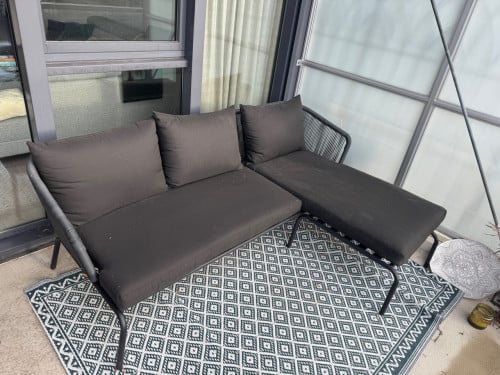 Loungeset buiten / tuin zwart