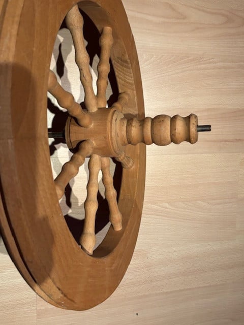 4x los houten spinnenwiel, verschillende kleur