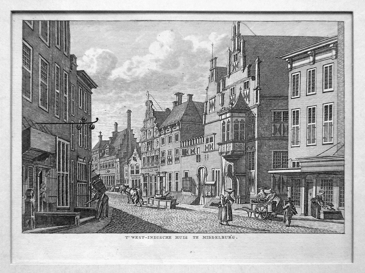 Gravure 't West-Indische Huis te Middelburg