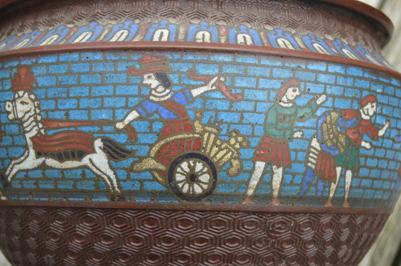 Chinese champlevé cachepot vroeg 20e eeuw.