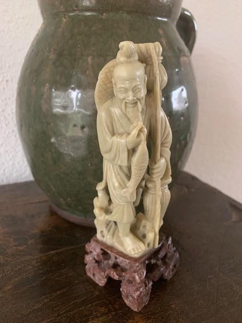 Chinees spekstenen beeld vissertje