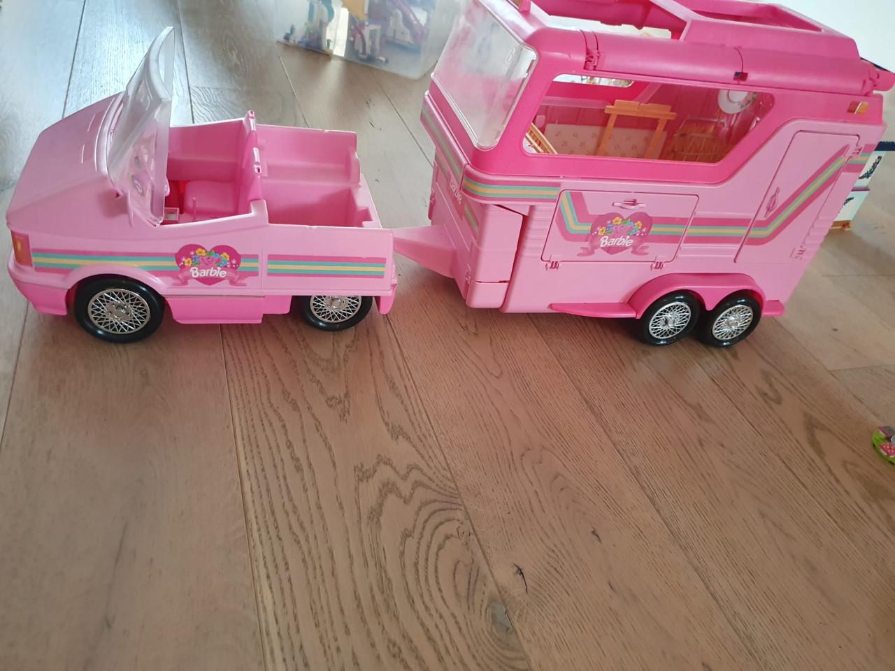 (vintage) Barbie auto met paardentrailer