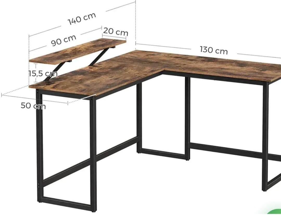 Industrieel hoekbureau met stalen poten