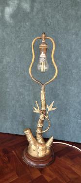 Vintage Messing Tafellamp -Bamboe stijl