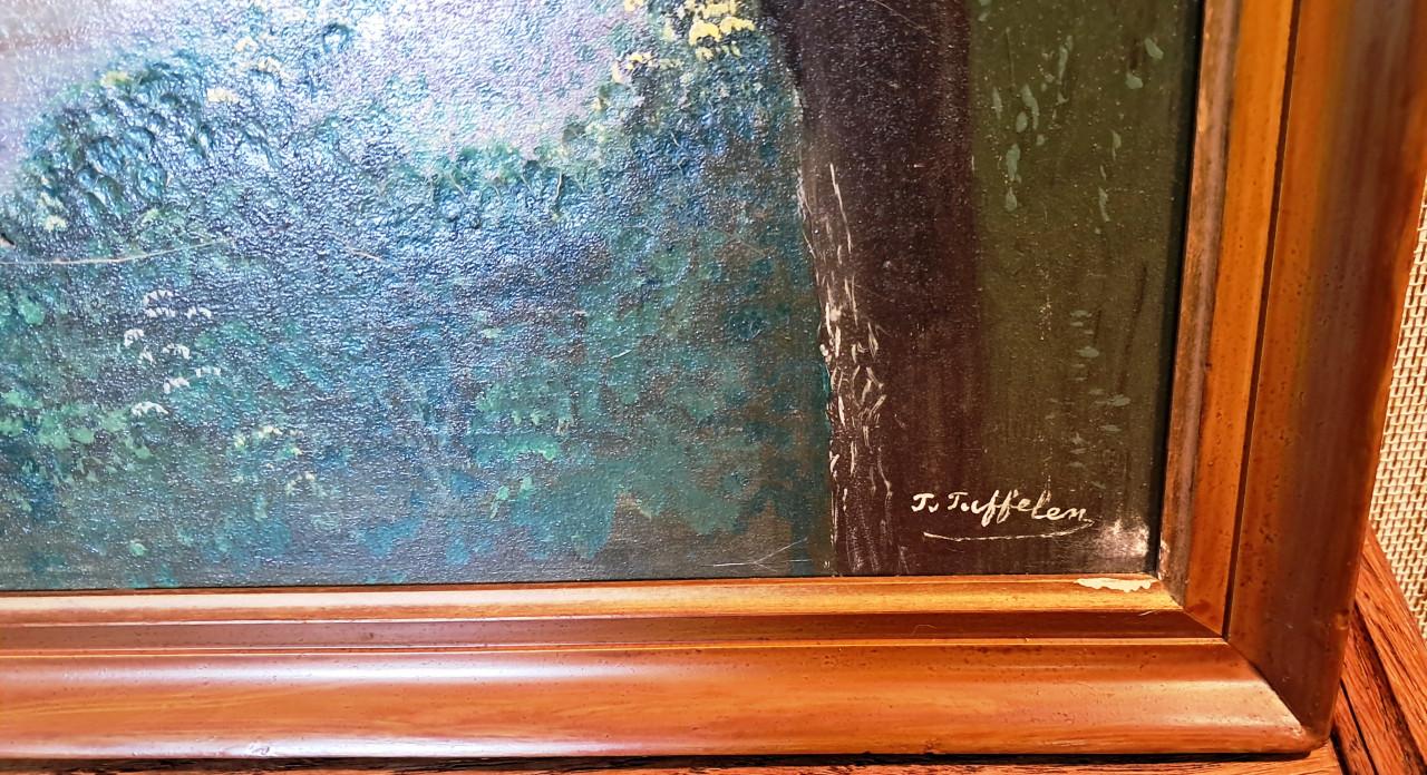 Schilderij romantisch Indisch? landschap met warme kleuren