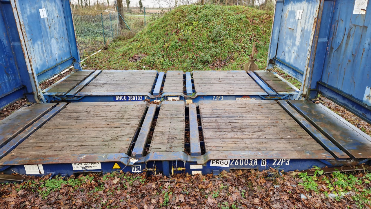 20ft flattracks / 20ft flatbed container met kopschotten