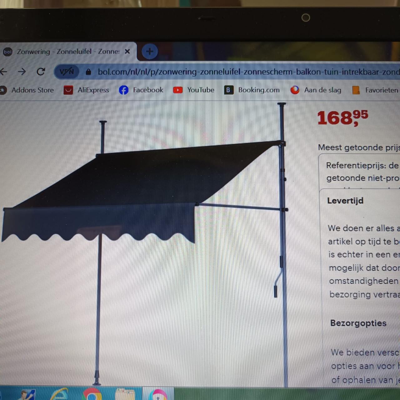 Zonnescherm / luifel met handslinger, 2 stuks