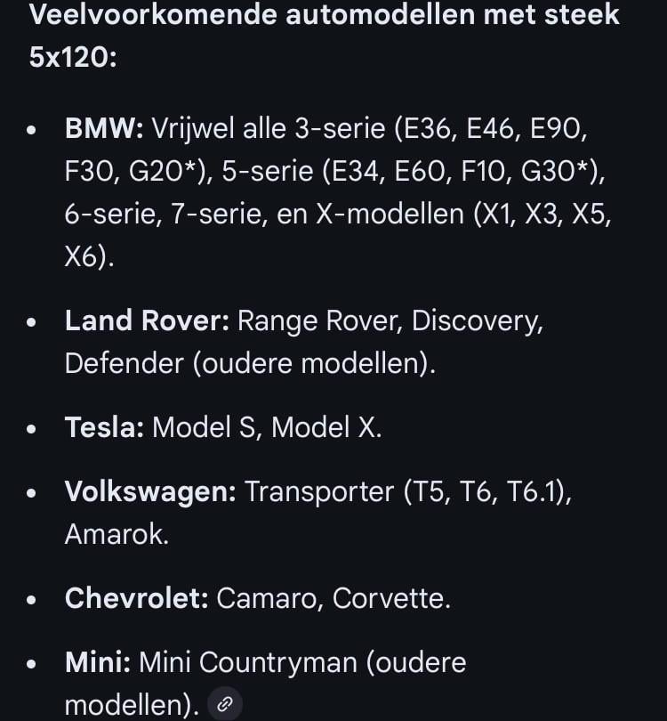 Set wielen voor oa Landrover 5x120 steekmaat
