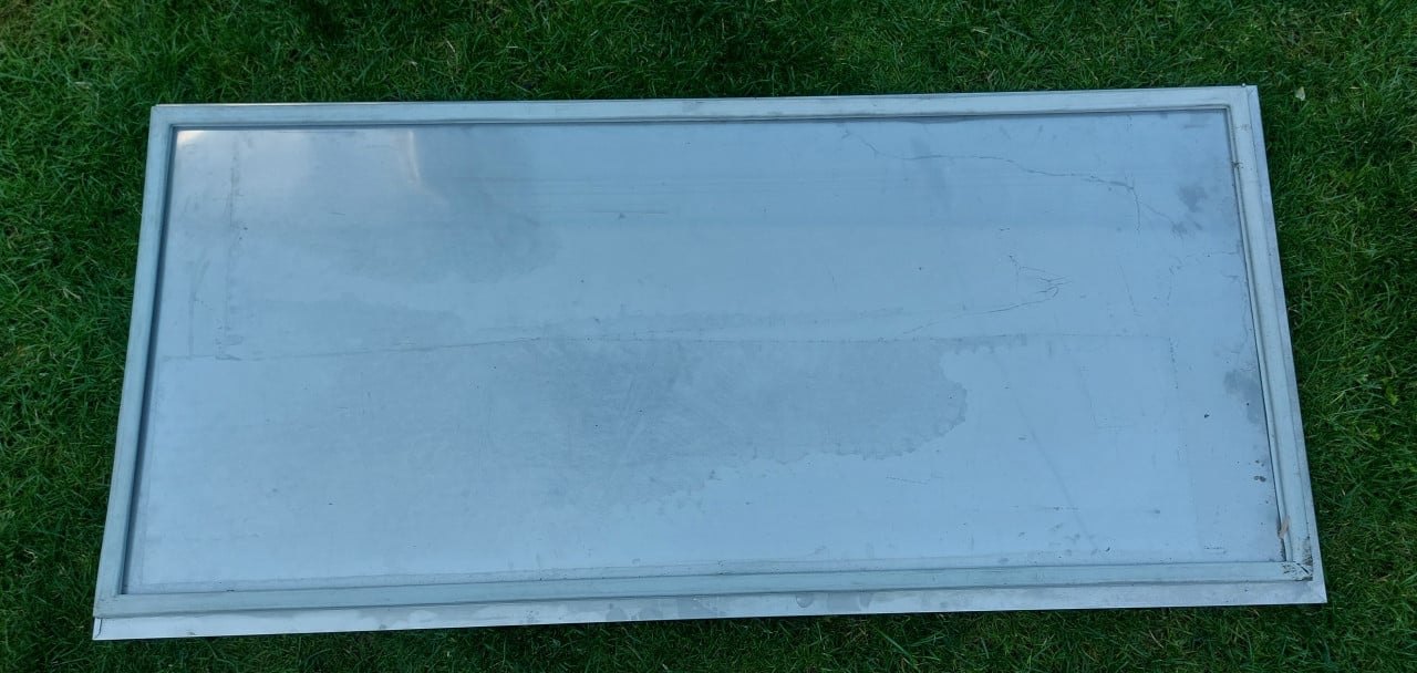 RVS Werkblad / deur 148x69x6 cm.