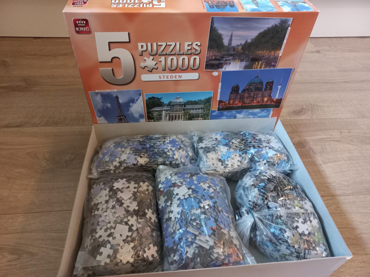 5 Puzzels 1000 stukjes steden