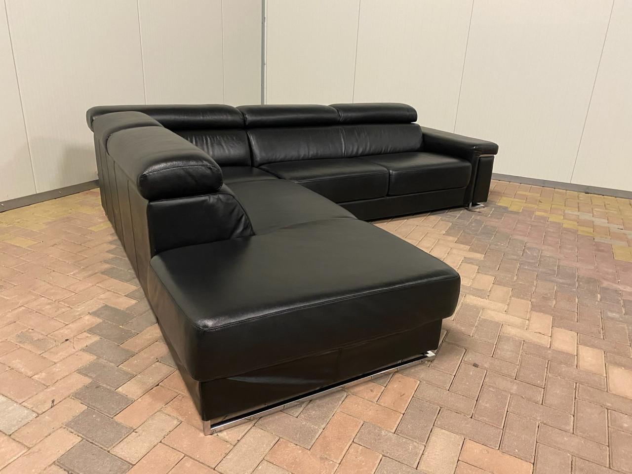 GRATIS LEVERING HEEL NL Zwarte Echt Leren Hoekbank