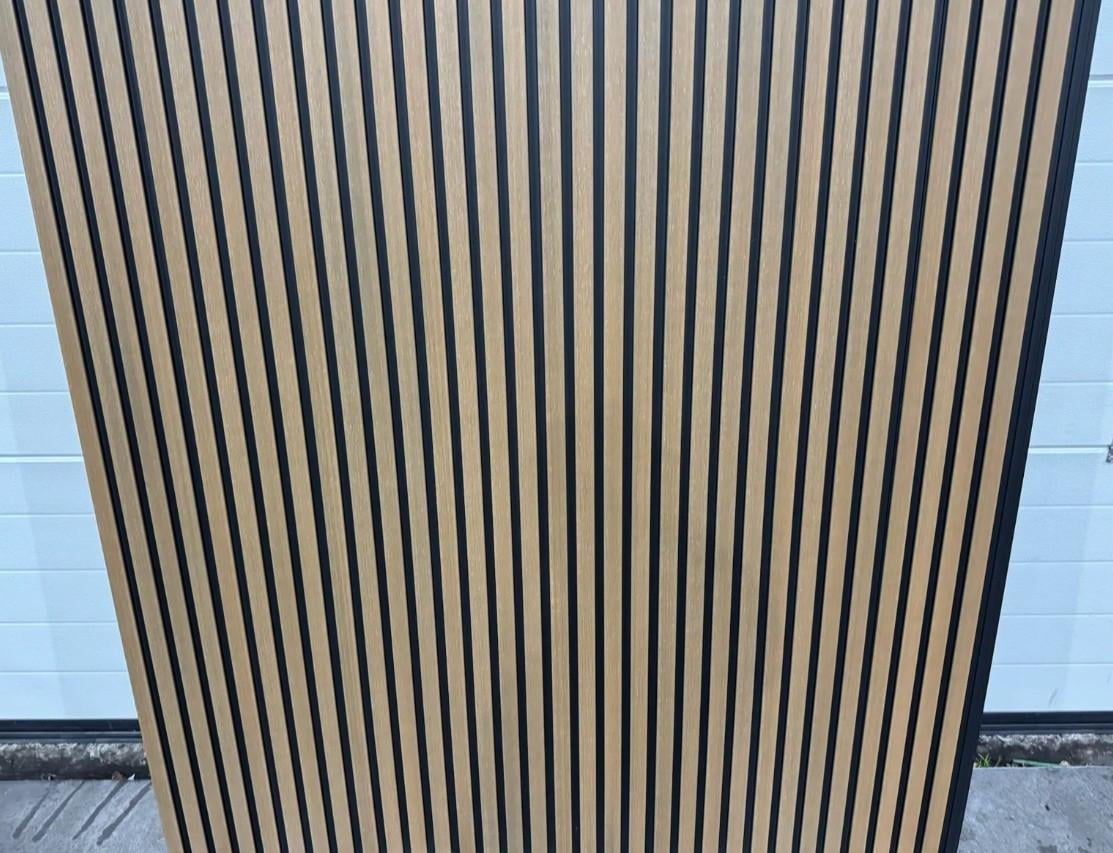 60 stuks composiet gevelpanelen teak/zwart, 290 cm, 34,8 m²