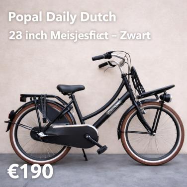🚲🖤 Popal Daily Dutch 22 inch Meisjesfiets – Zwart