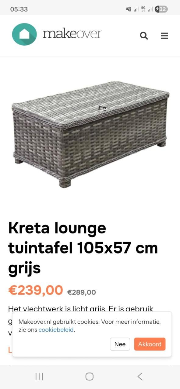 AVH kreta loungestoellen en tafel (Bezorging mogelijk)