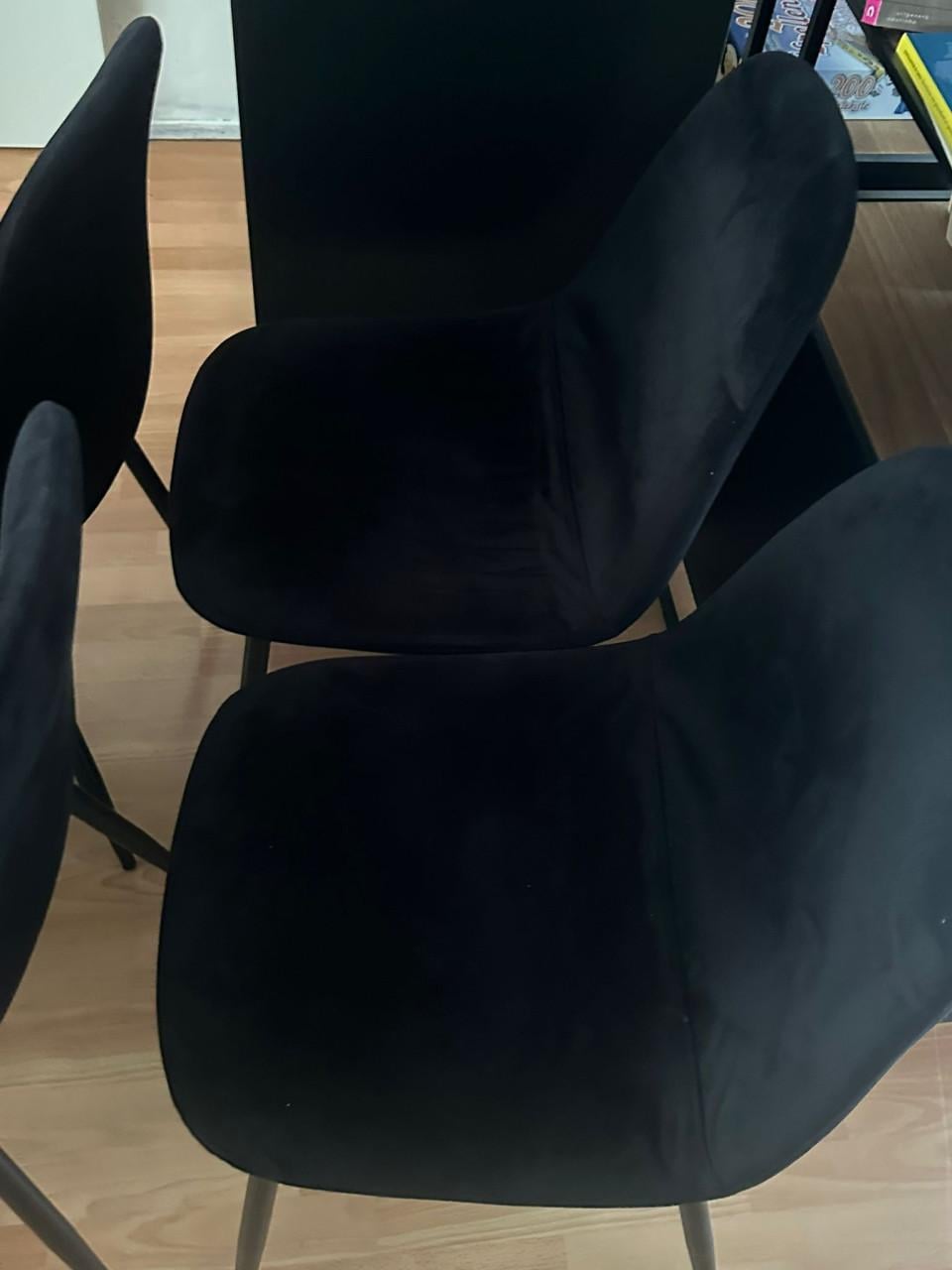 6 zwarte velvet eetkamerstoelen