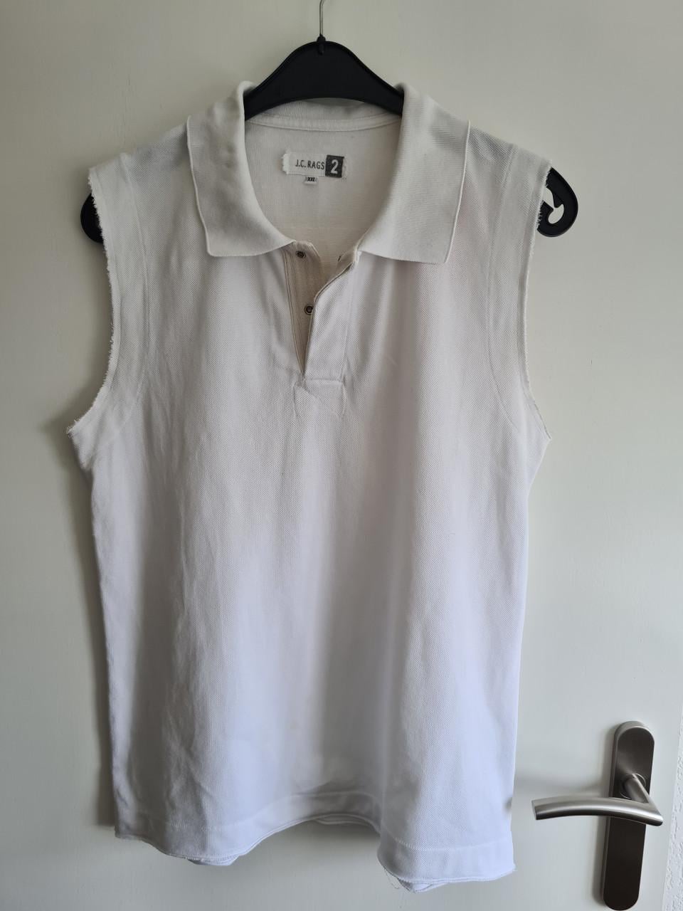 Witte mouwloze poloshirt van J.C RAGS 2 Maat XXL