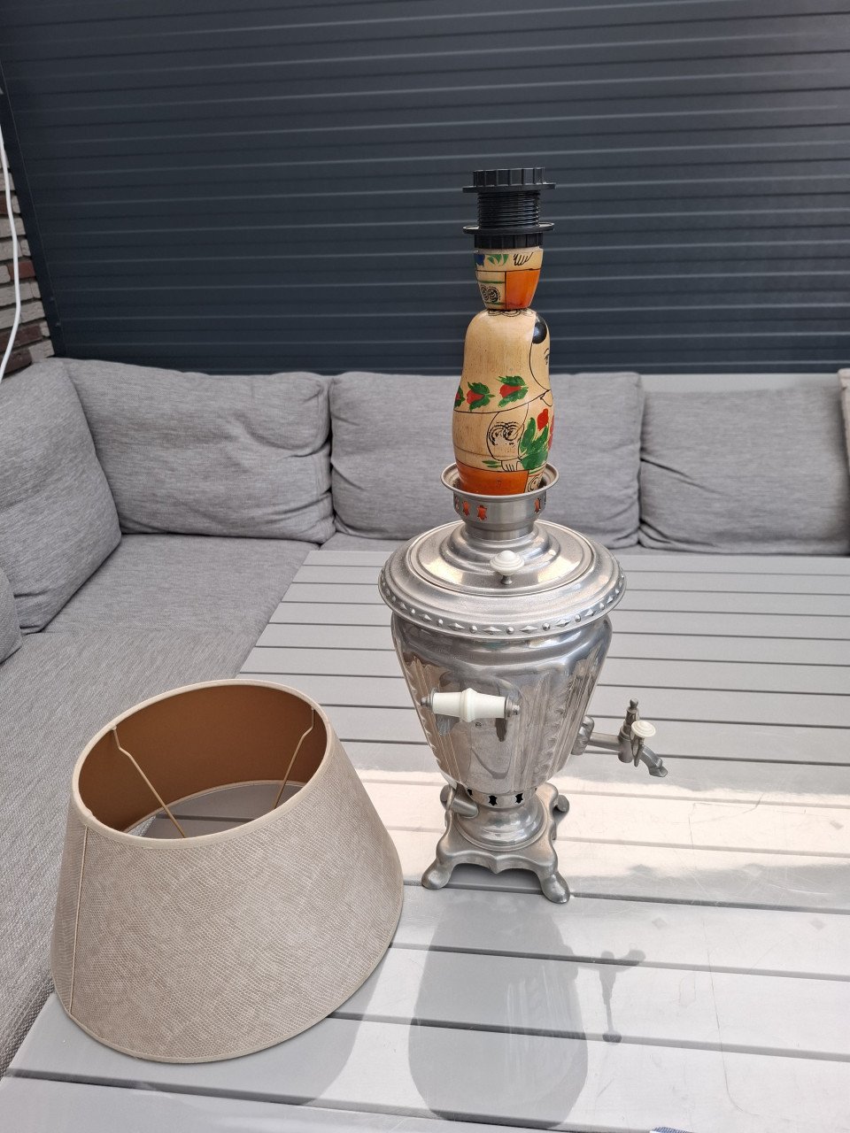Russisch antiek Samovar (tafellamp Matroyhka)