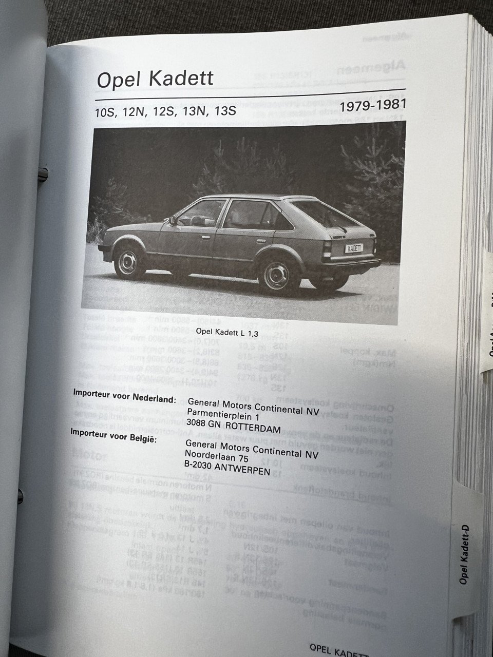 Opel werkplaats handboek kadett Rekord Manta Ascona