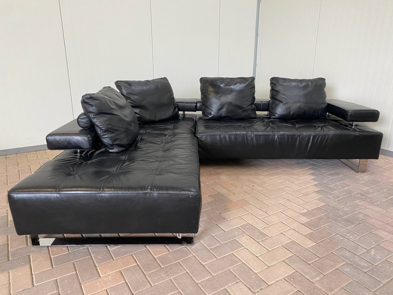 GRATIS LEVERING HEEL NL Zwarte Montel Echt Leren Hoekbank