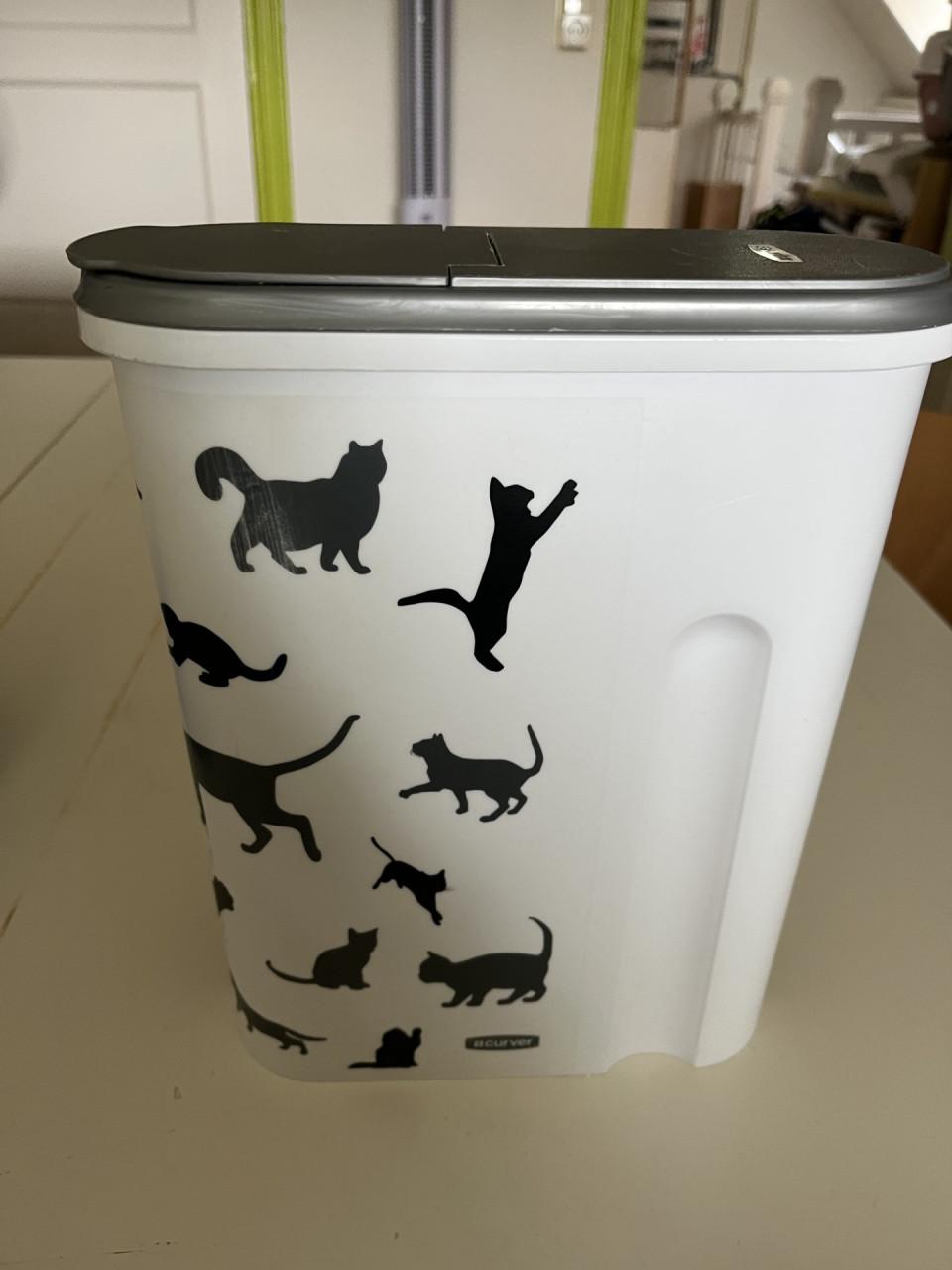 Voercontainer wit met kattenprint