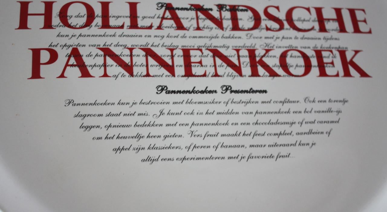 Pannenkoek bord met tekst