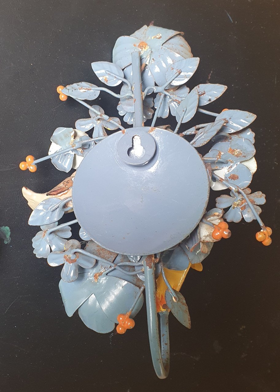 2 brocante/vintage metalen wandkandelaars