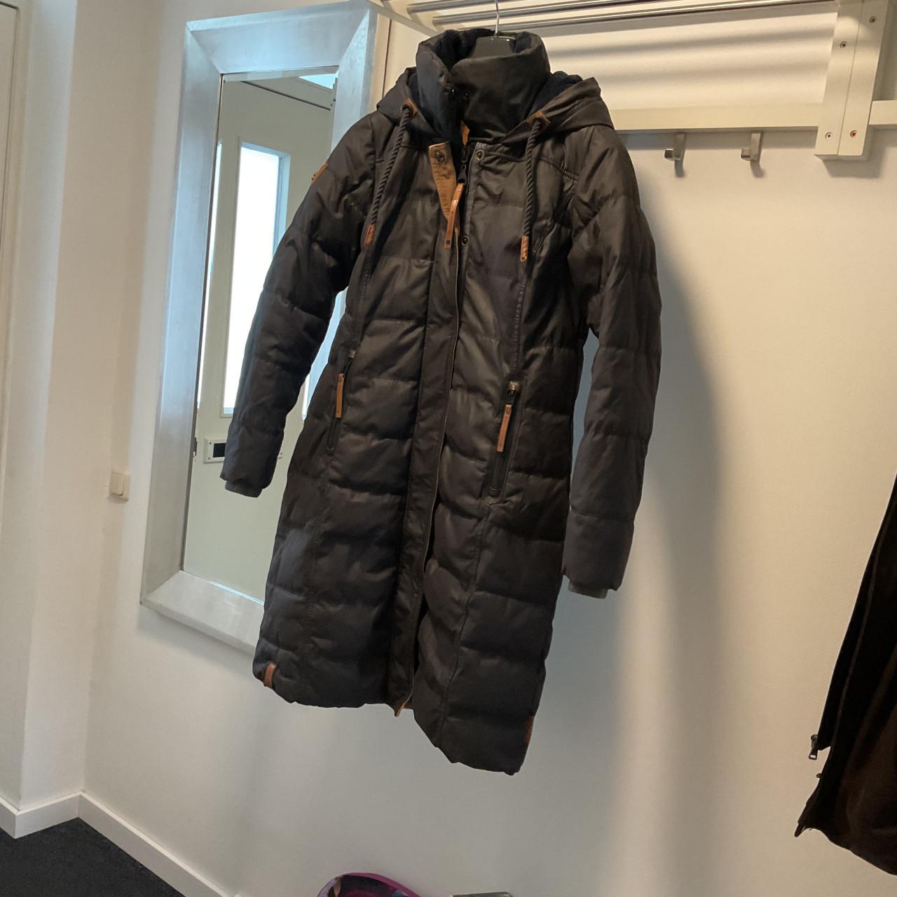 Zwarte Naketano lange dames winterjas met capuchon, mt 42/44, teddy voering