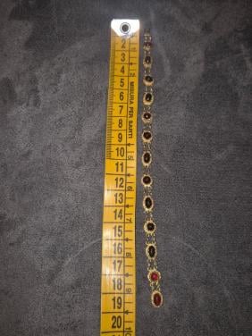 Antiek granaat bootjes armband 19cm. 14 karaats