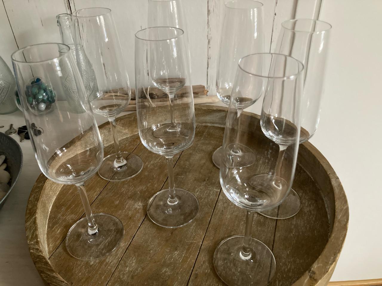 7 champagne glazen / flûtes Schott Zwiesel kristal