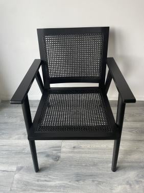 Industriële moderne webbing fauteuil zwart
