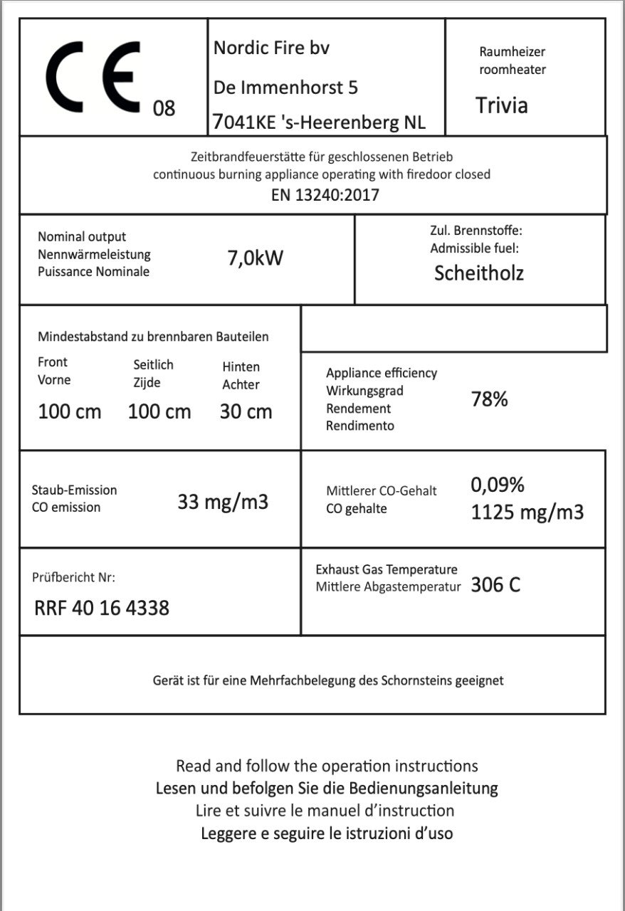 Houtkachel Nordic Fire Trivia 7KW