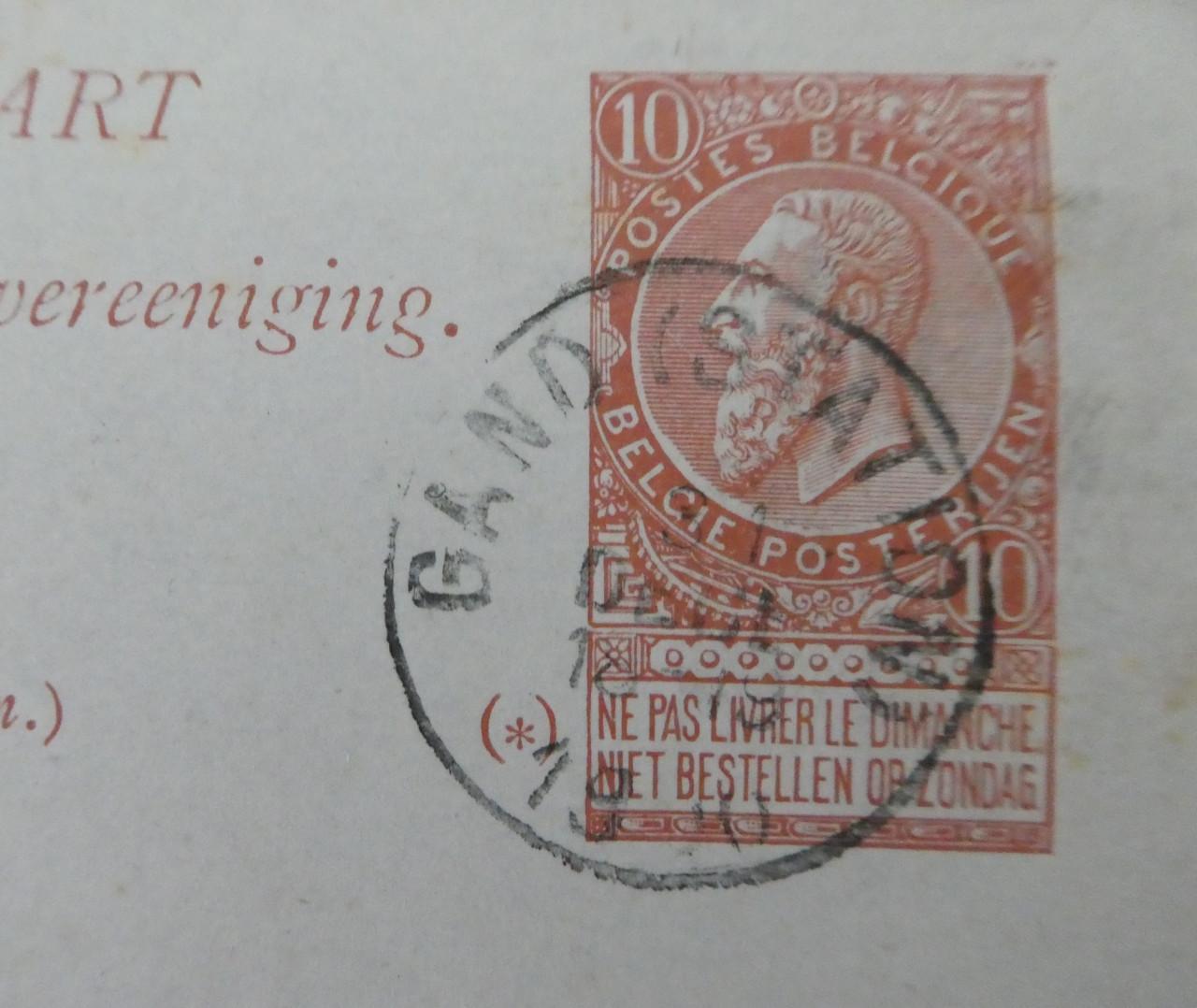 Briefkaart, 1900, Gent – Sluis, Postkaart