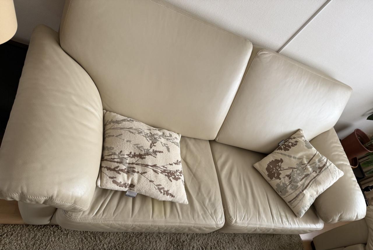 2,5 en 2 zits Leder Banken Crème