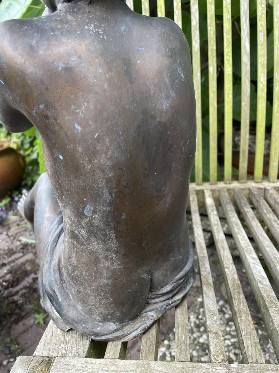 55cm Brons Jongen met fluit water fontein zie tekst  Top kwaliteit