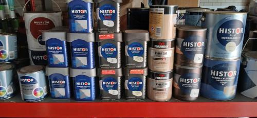 Diverse lakken en grondverf Drenth Fitex Flexa Rambo en Histor