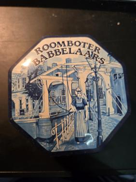 Achthoekig Delfts blauw blik . L.J. Joosse Middelburg Ø10cm