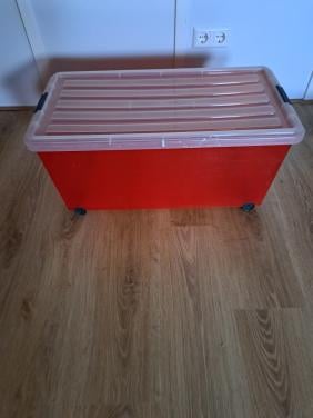 Grote plastic opbergbox.