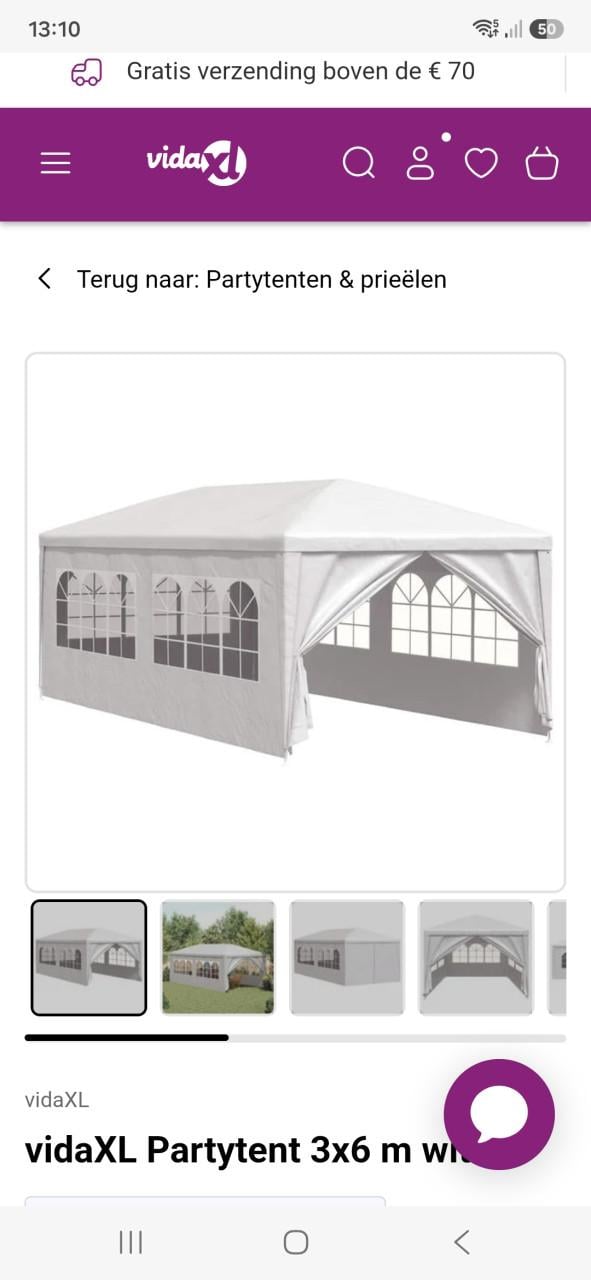 Party tent 3 bij 6 meter