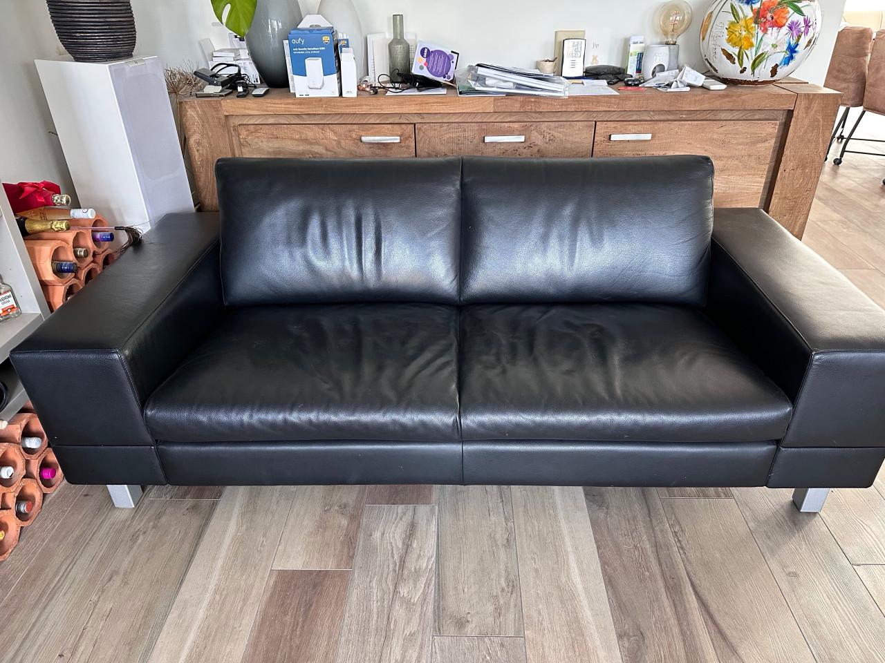Zwart leren Leolux 2,5 zits bank