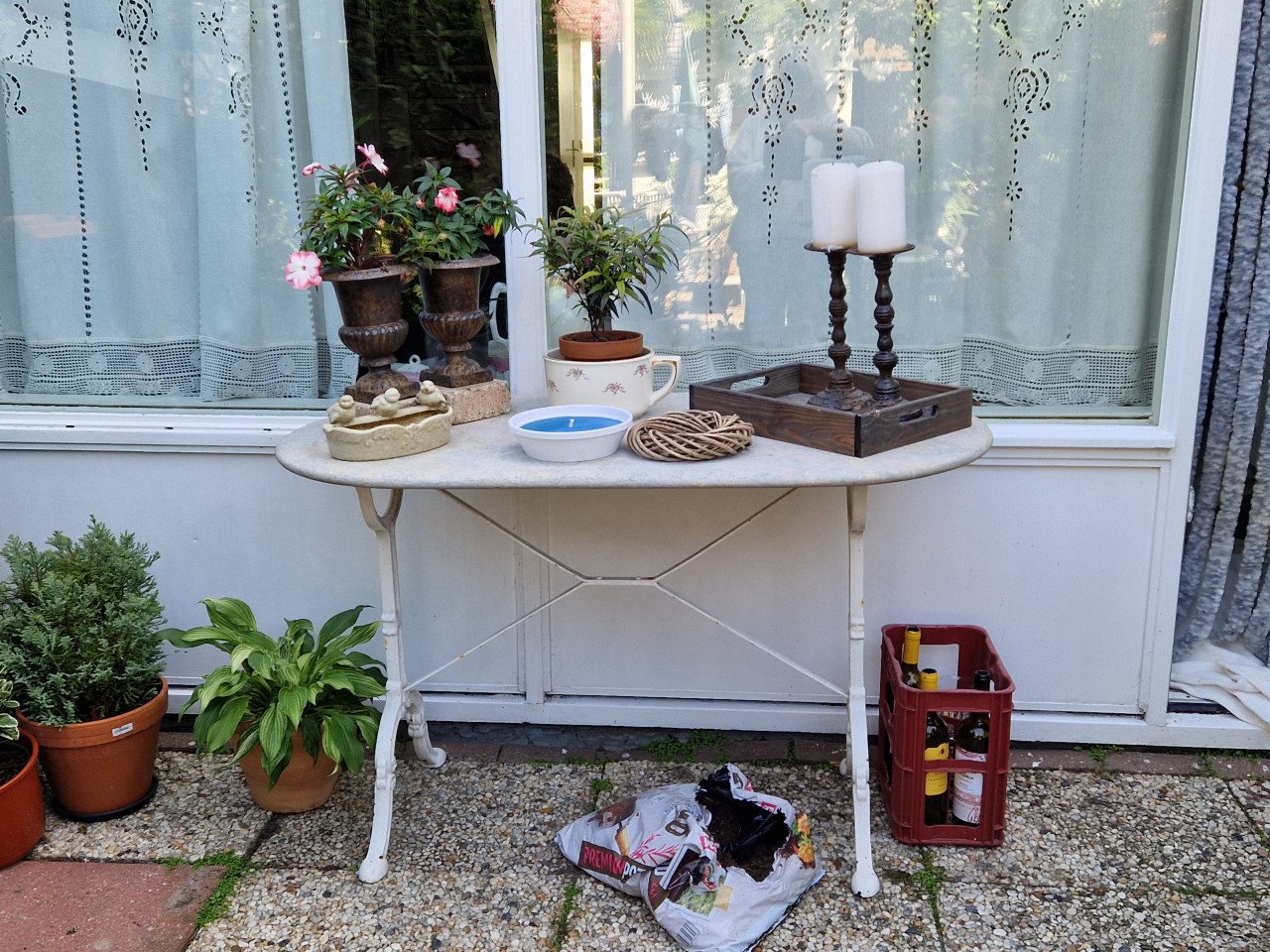 Tuintafel met marmeren blad