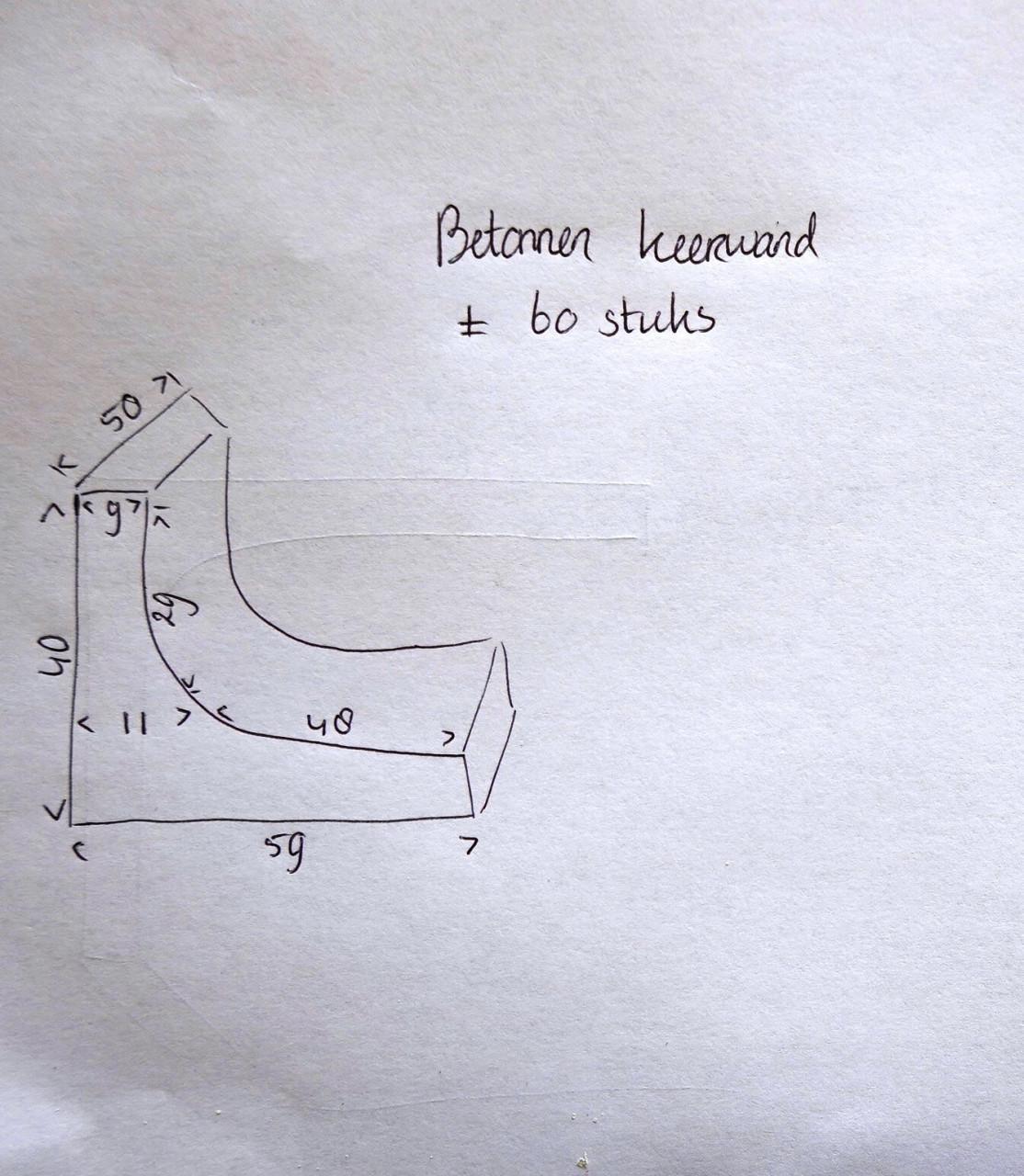 Partij betonnen keerwand te koop