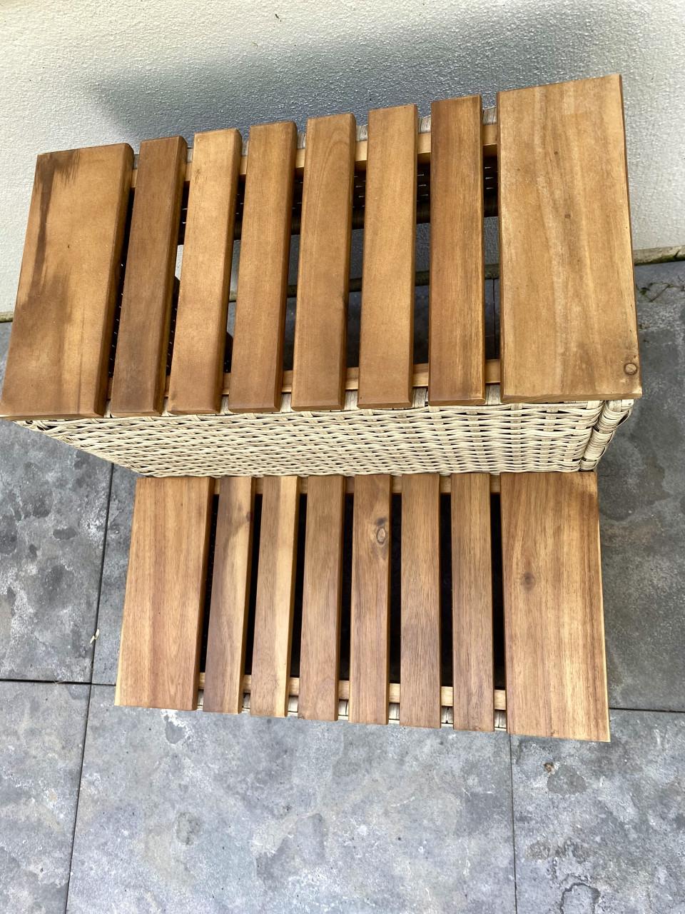 Opstapkruk beige/hout voor zwembad of camper ZGAN