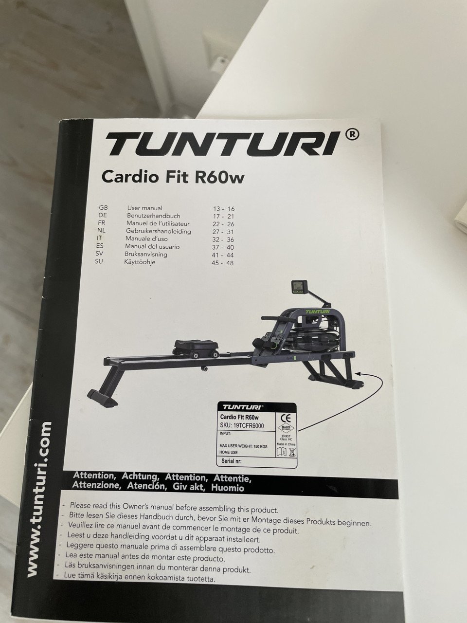 Tunturi cardio fit R60w Roeitrainer