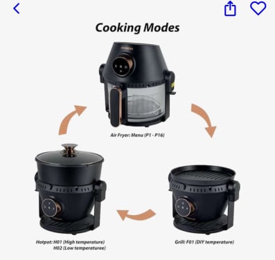 Hyundai 3-in-1 airfryer, grill en hotpot