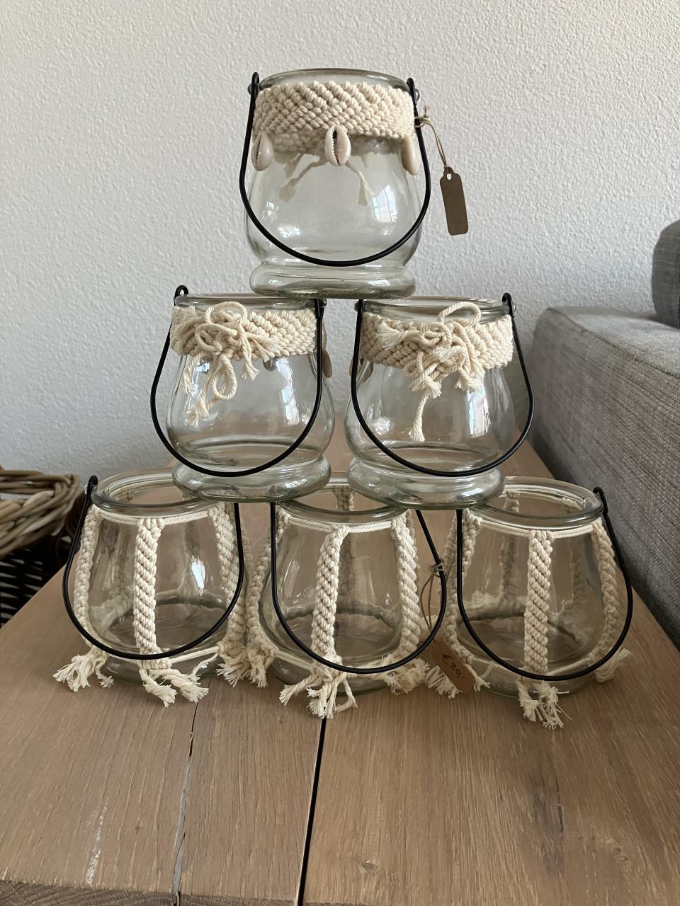 Macramè waxine lichtjes per 6 stuks